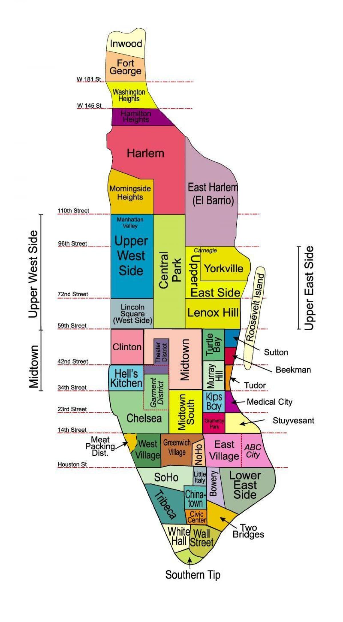 Plan des quartiers de Manhattan
