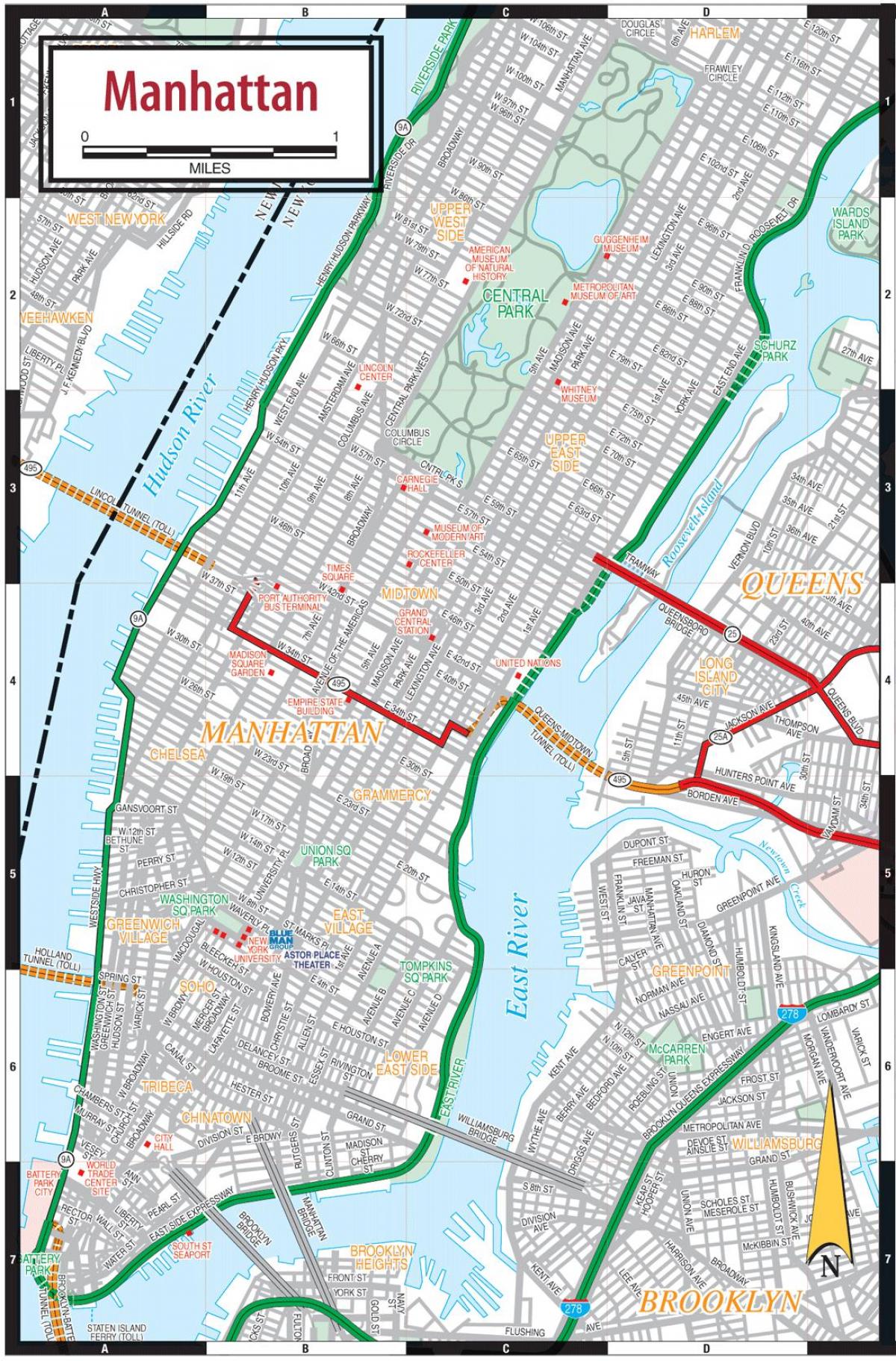 Plan des routes de Manhattan